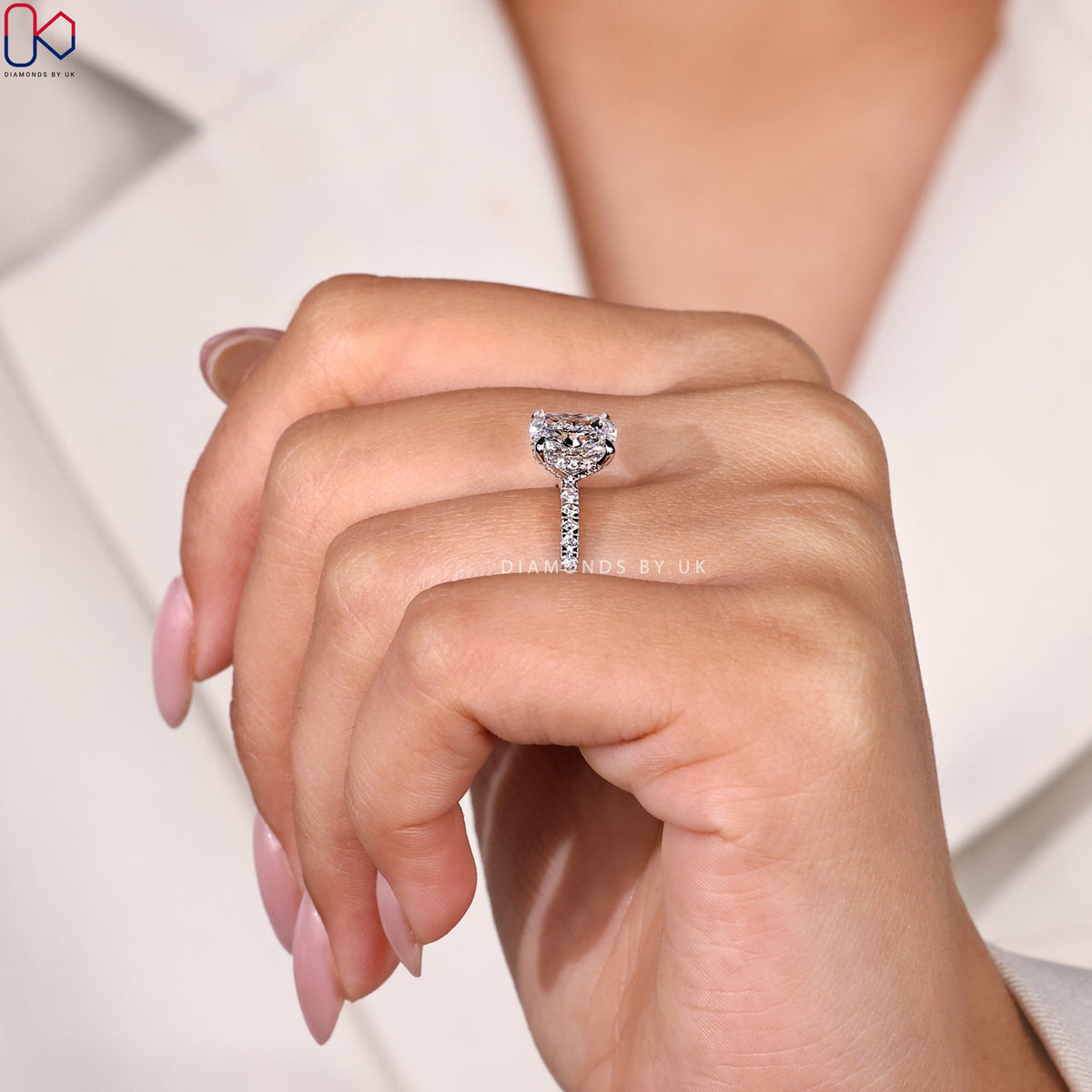 Cushion Cut Engagement Ring With Hidden Halo Style