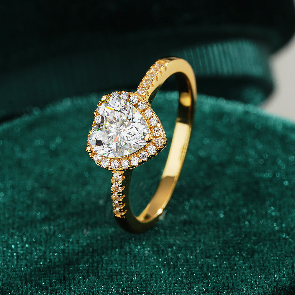 Moissanite Heart Halo Ring