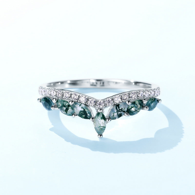 Moss Agate Tiara Ring