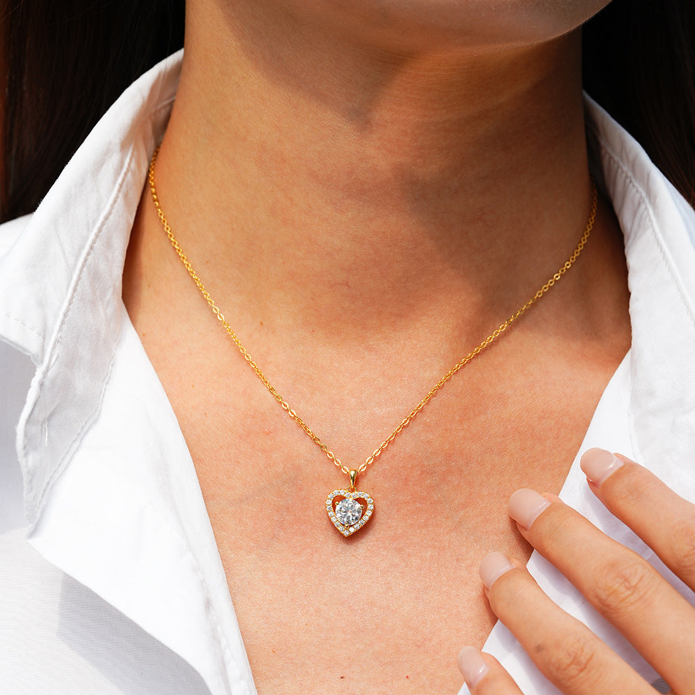Moissanite Heart Pendant Necklace