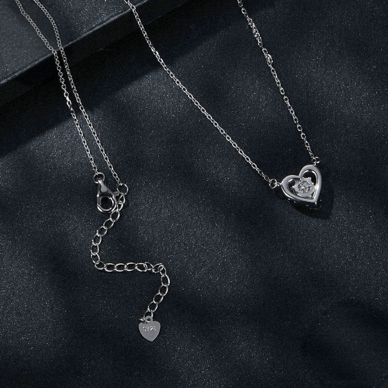 Silver Moissanite Heart Necklace