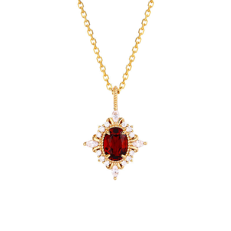 Vintage Oval Garnet Necklace