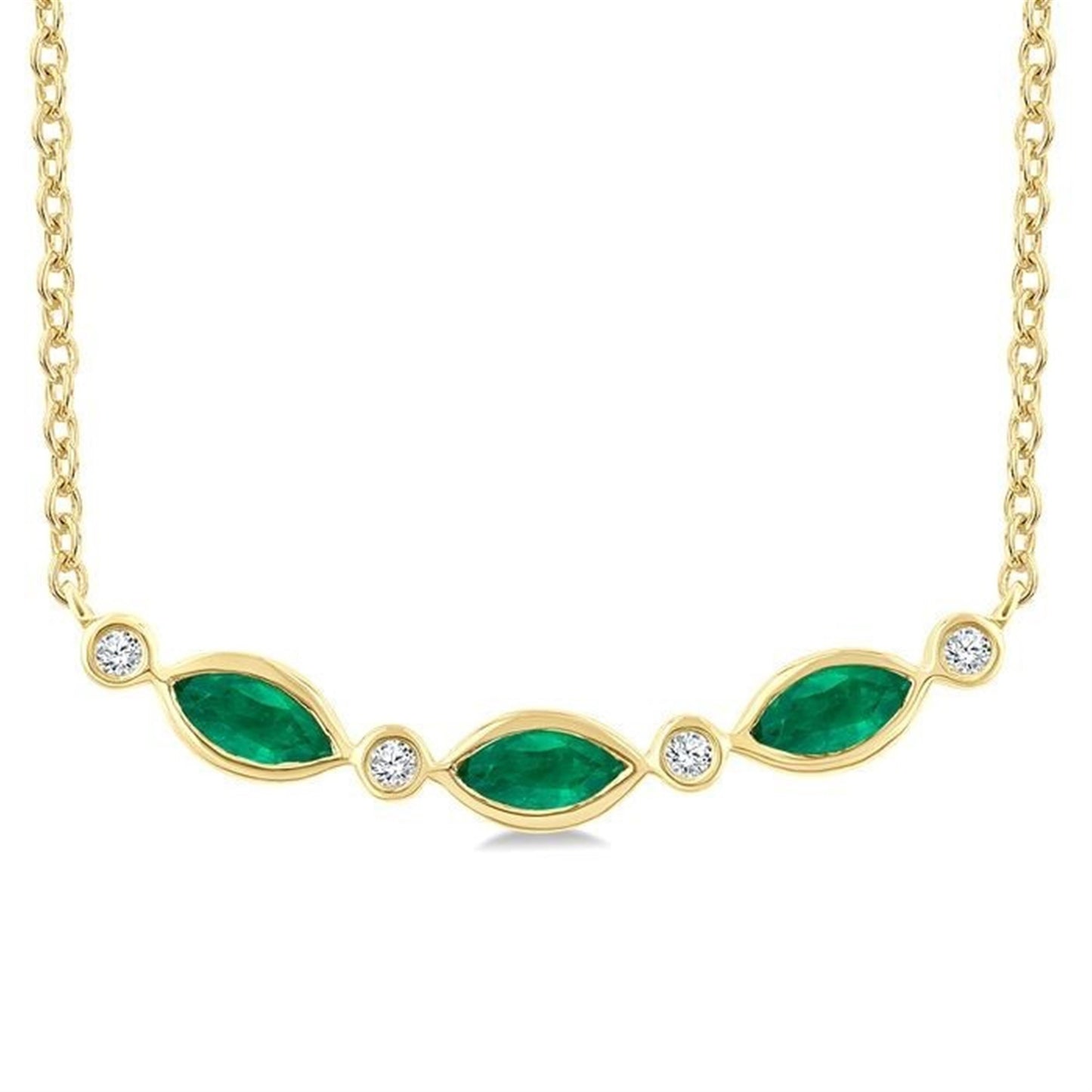 Emerald & Diamond Bar Necklace