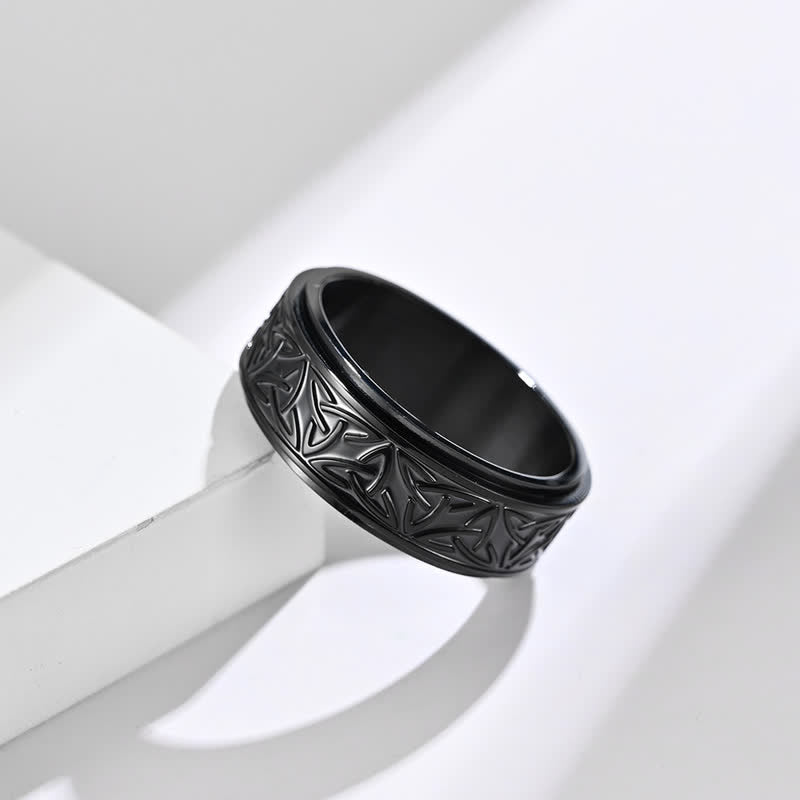 Fortune Jewel  Triangle Knot Triquetra Titanium Steel Calm Rotatable Ring