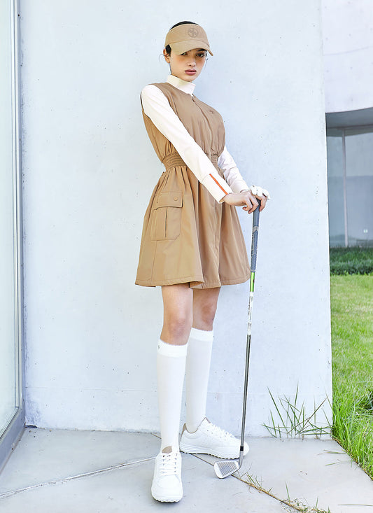 Big Pocket Padded Zip-Up Dress