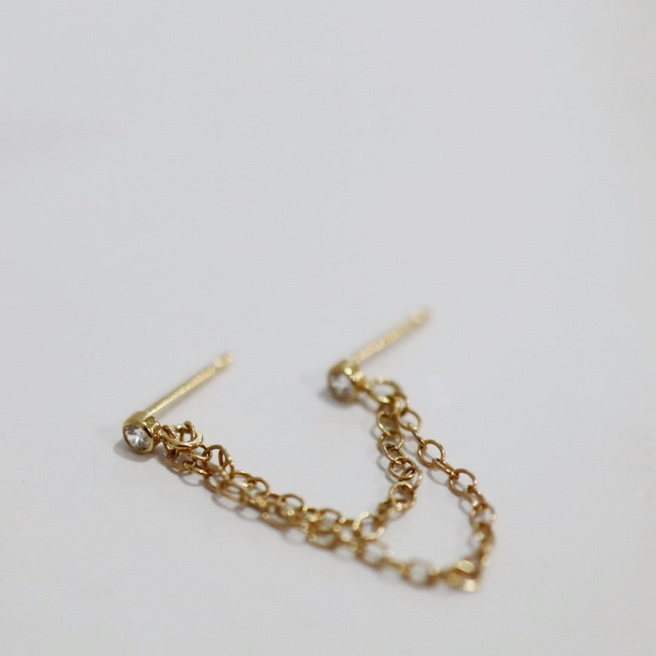 Cubic Zirconia Gemstone Stud Earring in Gold Fill / SINGLE EARRING / READY TO SHIP
