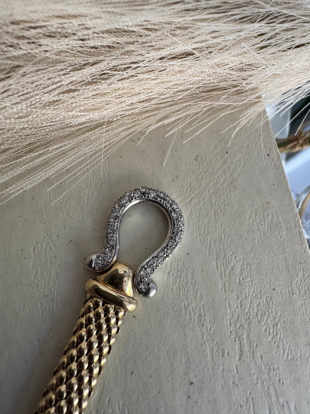 Vintage 14k Yellow Gold & Diamond Fancy Clasp Bracelet