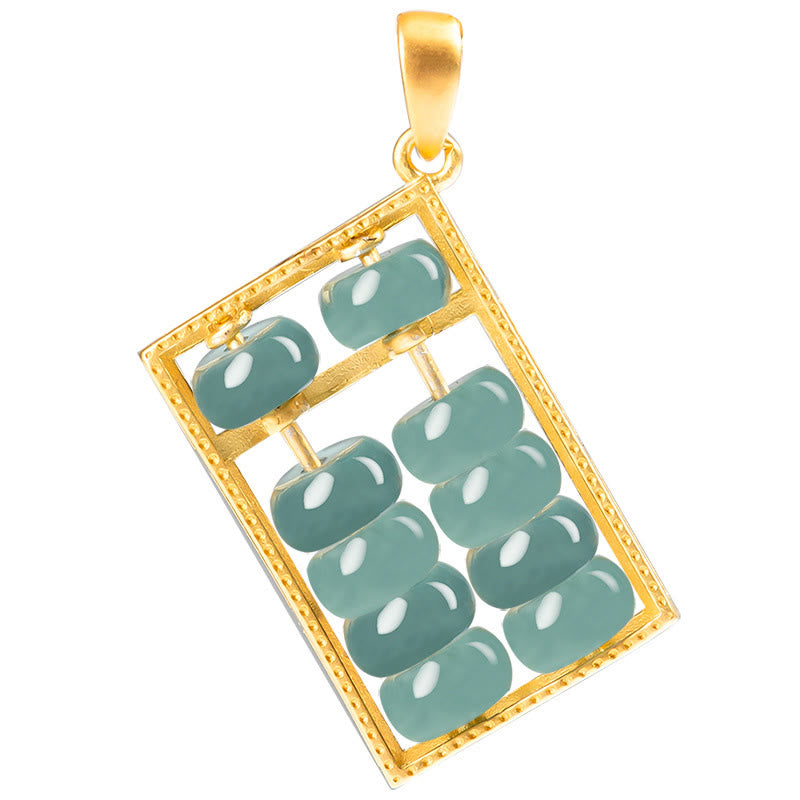 Fortune Jewel Natural Jade Abacus Pattern Abundance Titanium Steel Chain Necklace Pendant