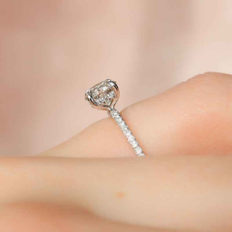 Timeless Moissanite 2.0ct Round Cut Hidden Halo Engagement Ring