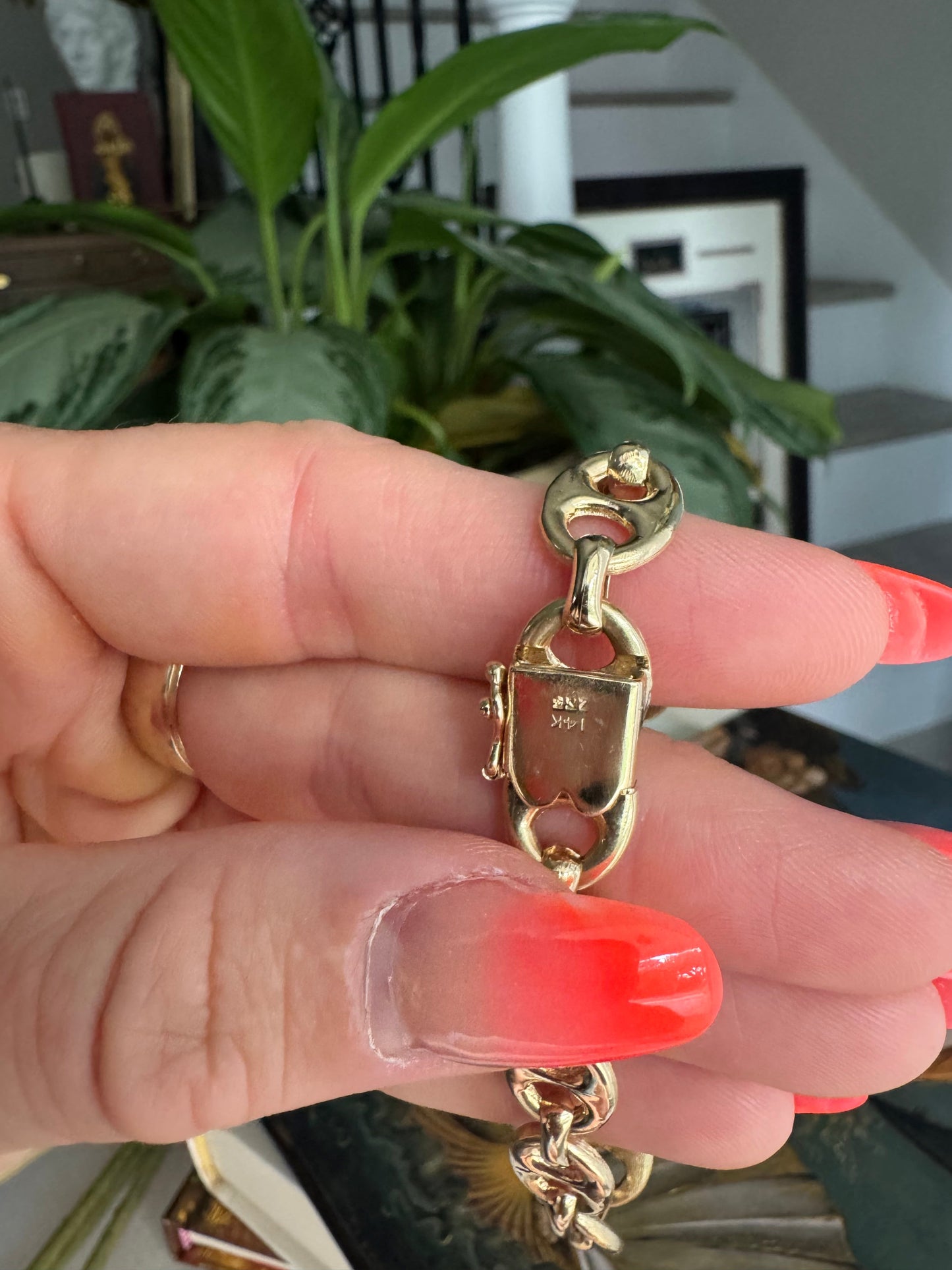 Vintage 14k Puffy Brushed Mariner Link Bracelet