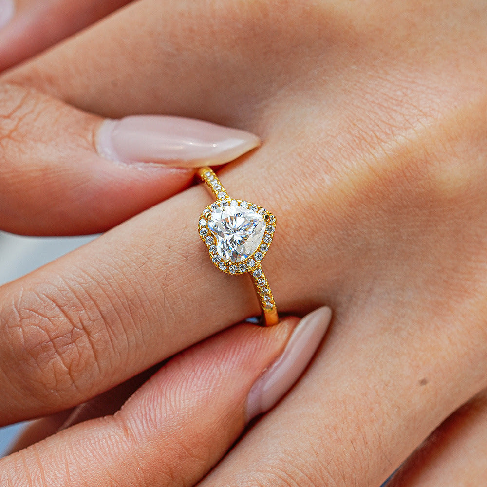 Moissanite Heart Halo Ring