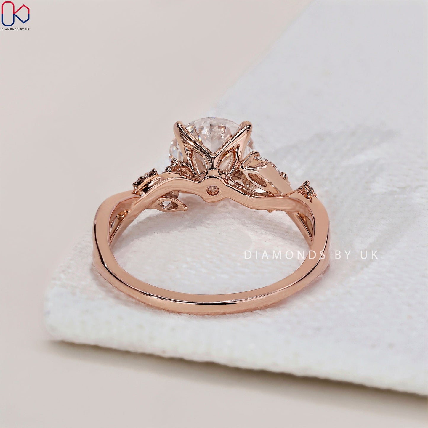 Nature Inspired Engagement Ring - Round Diamonds