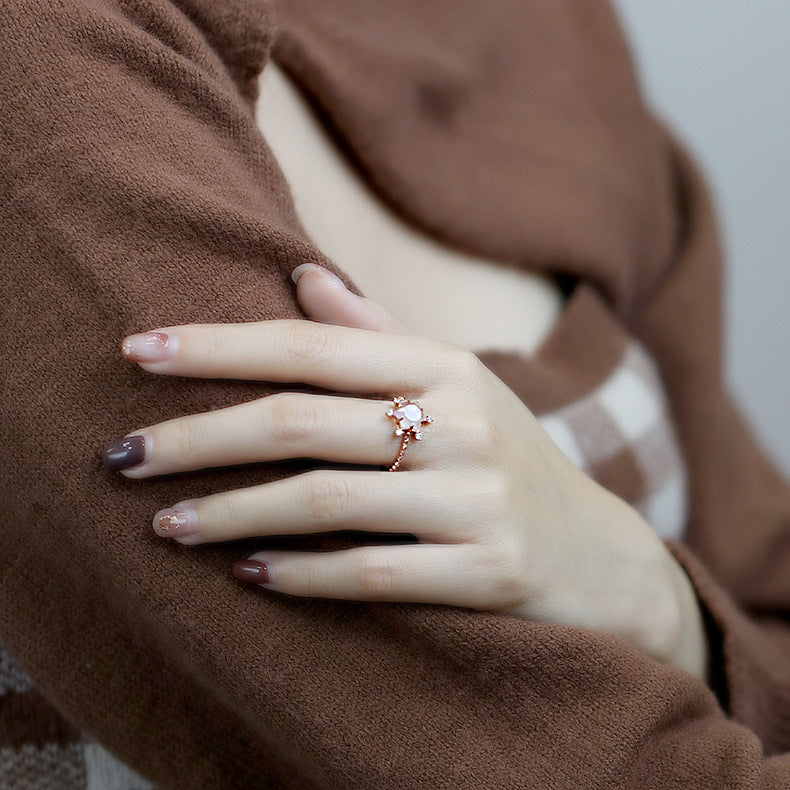 Snowflake Pink Crystal Ring