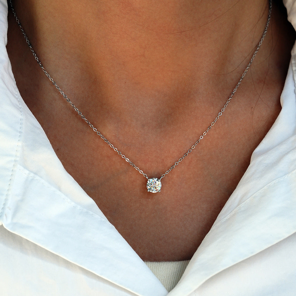 Silver Classic Moissanite Necklace