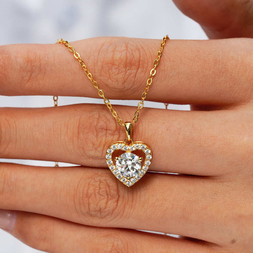 Moissanite Heart Pendant Necklace
