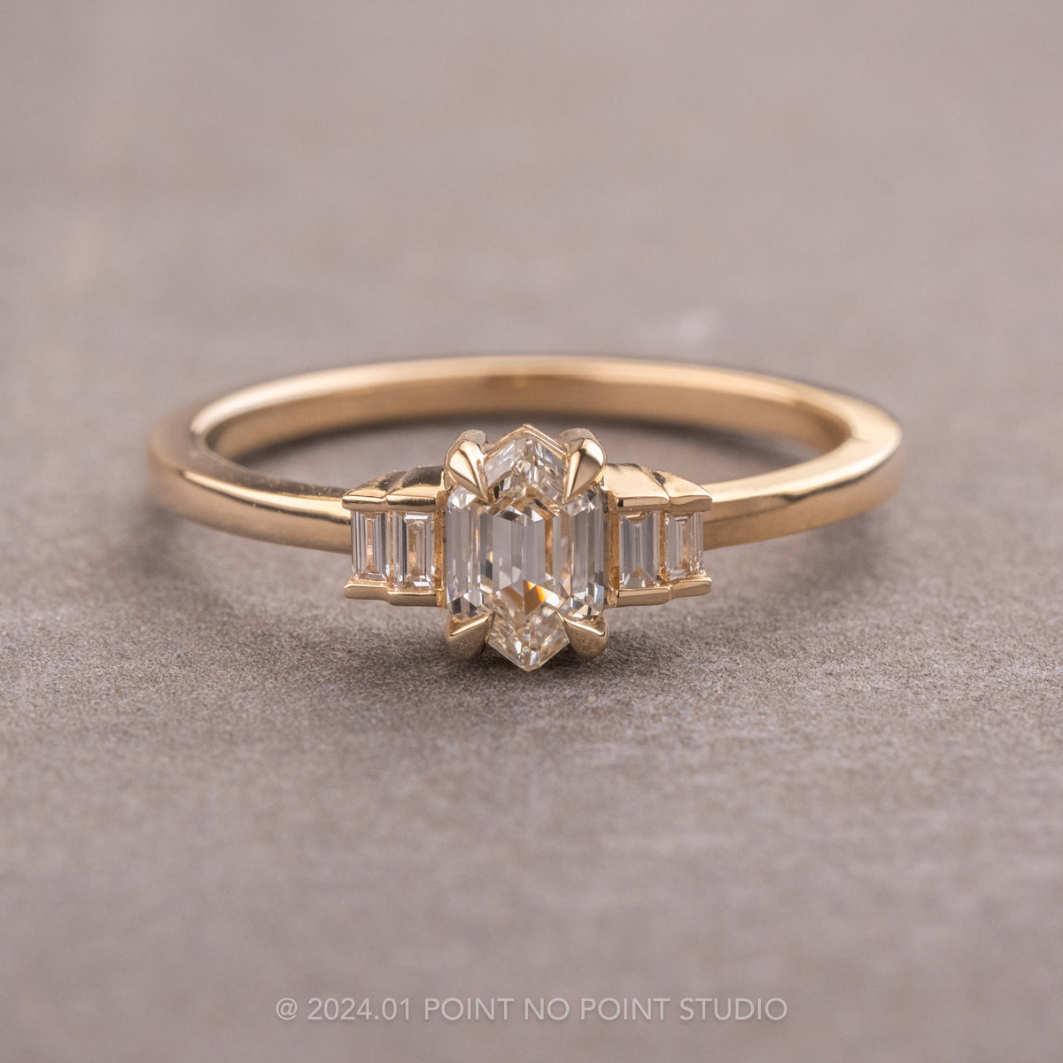 .49 Carat Step Cut Hexagon Diamond Engagement Ring, Betty Setting