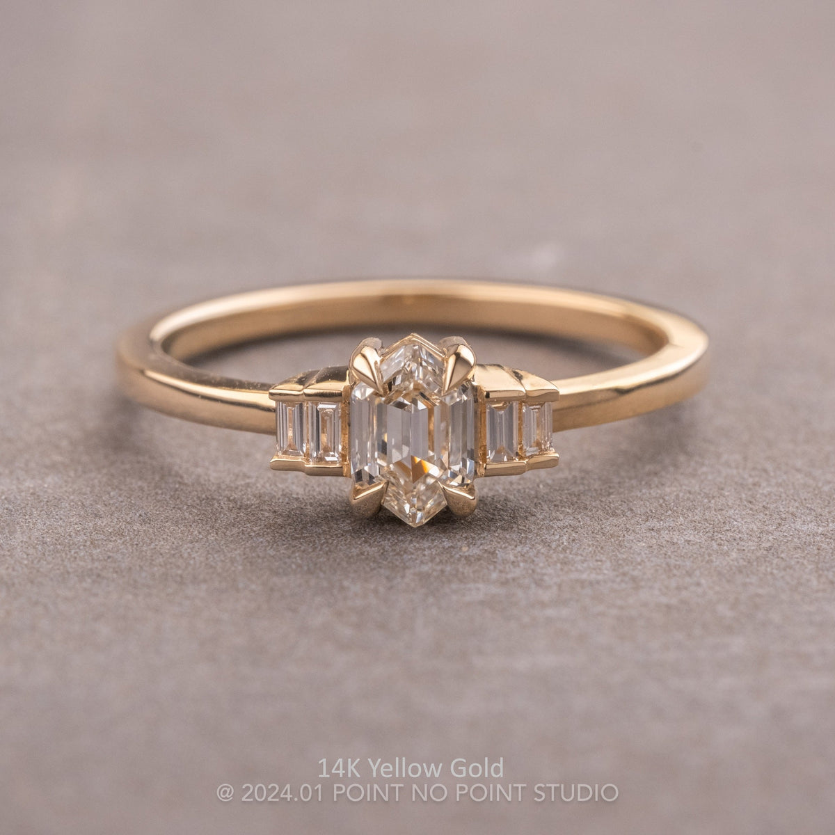 .49 Carat Step Cut Hexagon Diamond Engagement Ring, Betty Setting