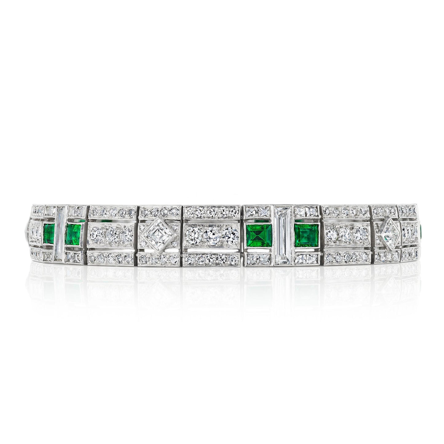Tiffany & Co. Art Deco Emerald and Diamond Bracelet