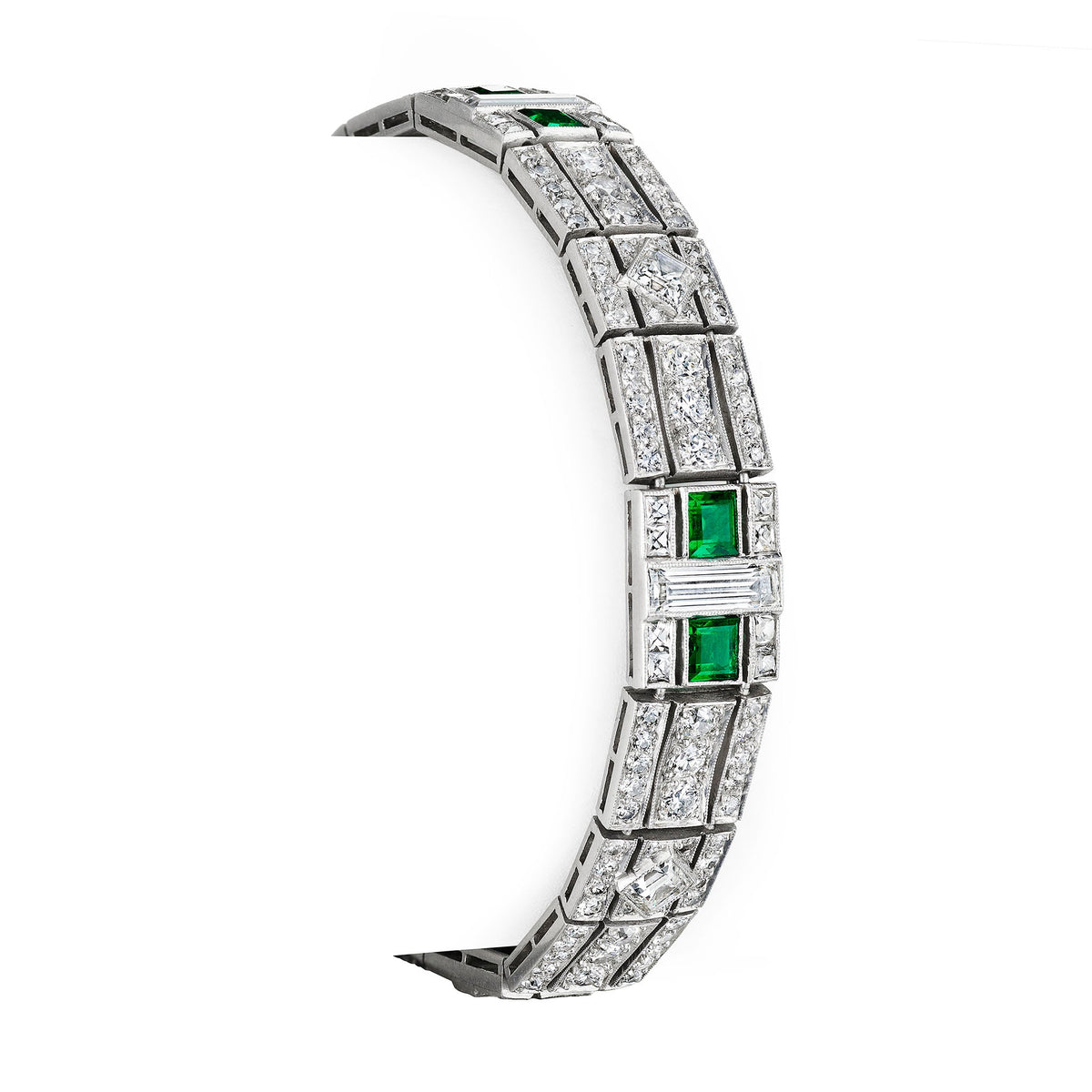 Tiffany & Co. Art Deco Emerald and Diamond Bracelet