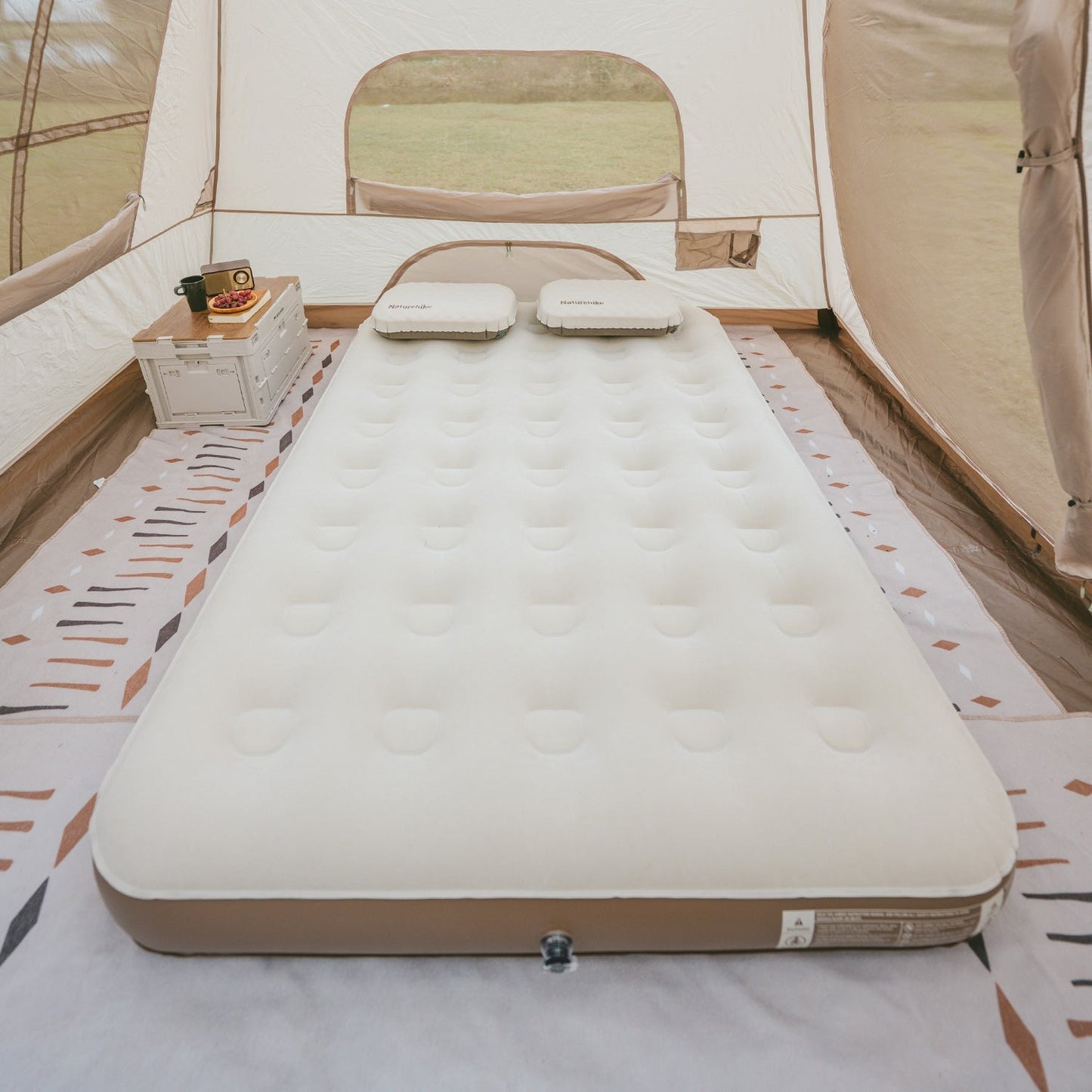 Naturehike SUN BEAUTY PVC Air Mattress Bed Outdoor Portable Moisture-proof Skin-Friendly Camping Sleeping Mat Pad 20CM Double Queen 300kg Max Load