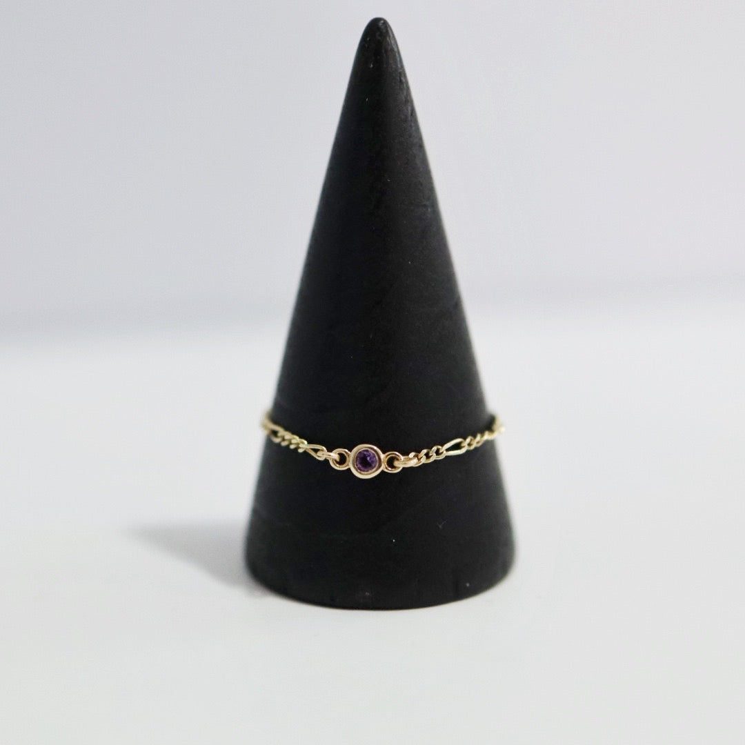 Amethyst and chain ring in  14 Karat Yellow Gold / Ready to Ship size 10.5 (can be made smaller)