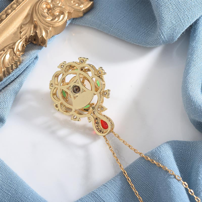 Fortune Jewel Cyan Jade Red Crystal Luck Necklace