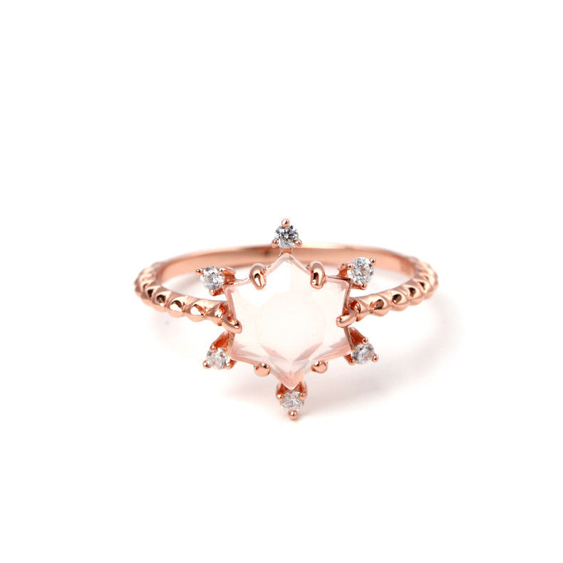 Snowflake Pink Crystal Ring