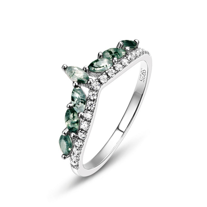 Moss Agate Tiara Ring