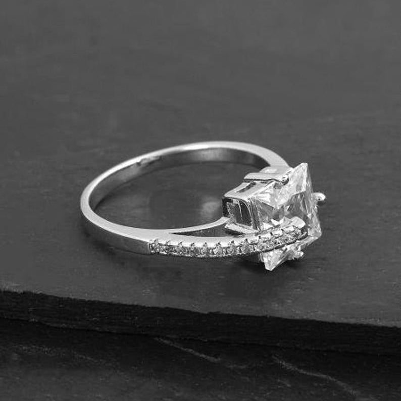 0.75CT Princess Cut Customized Handmade Ring