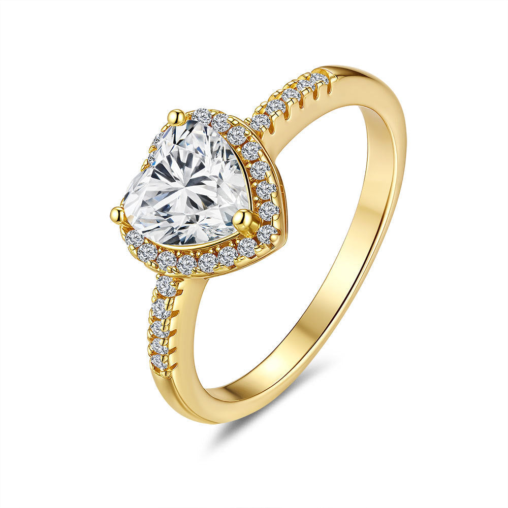 Moissanite Heart Halo Ring