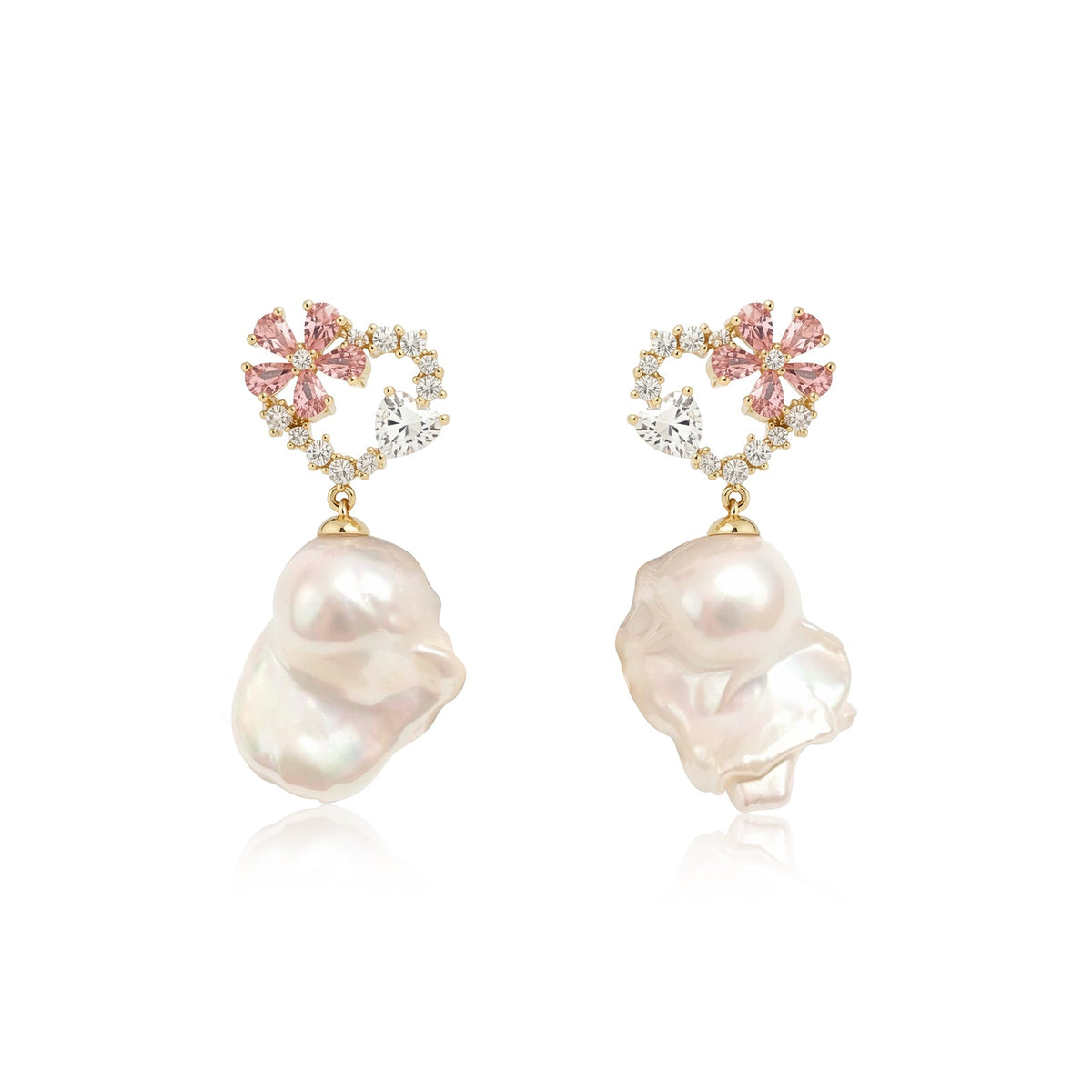 Heart Baroque Pearl Earrings
