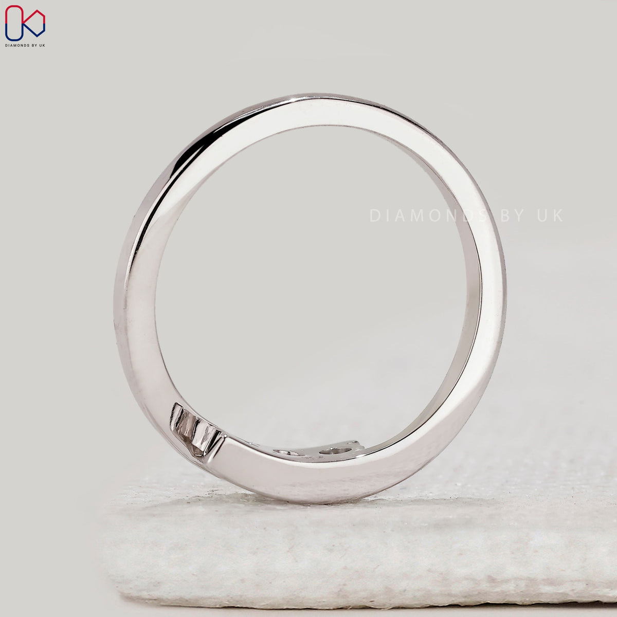 White Gold Bypass Round Cut Wedding Band