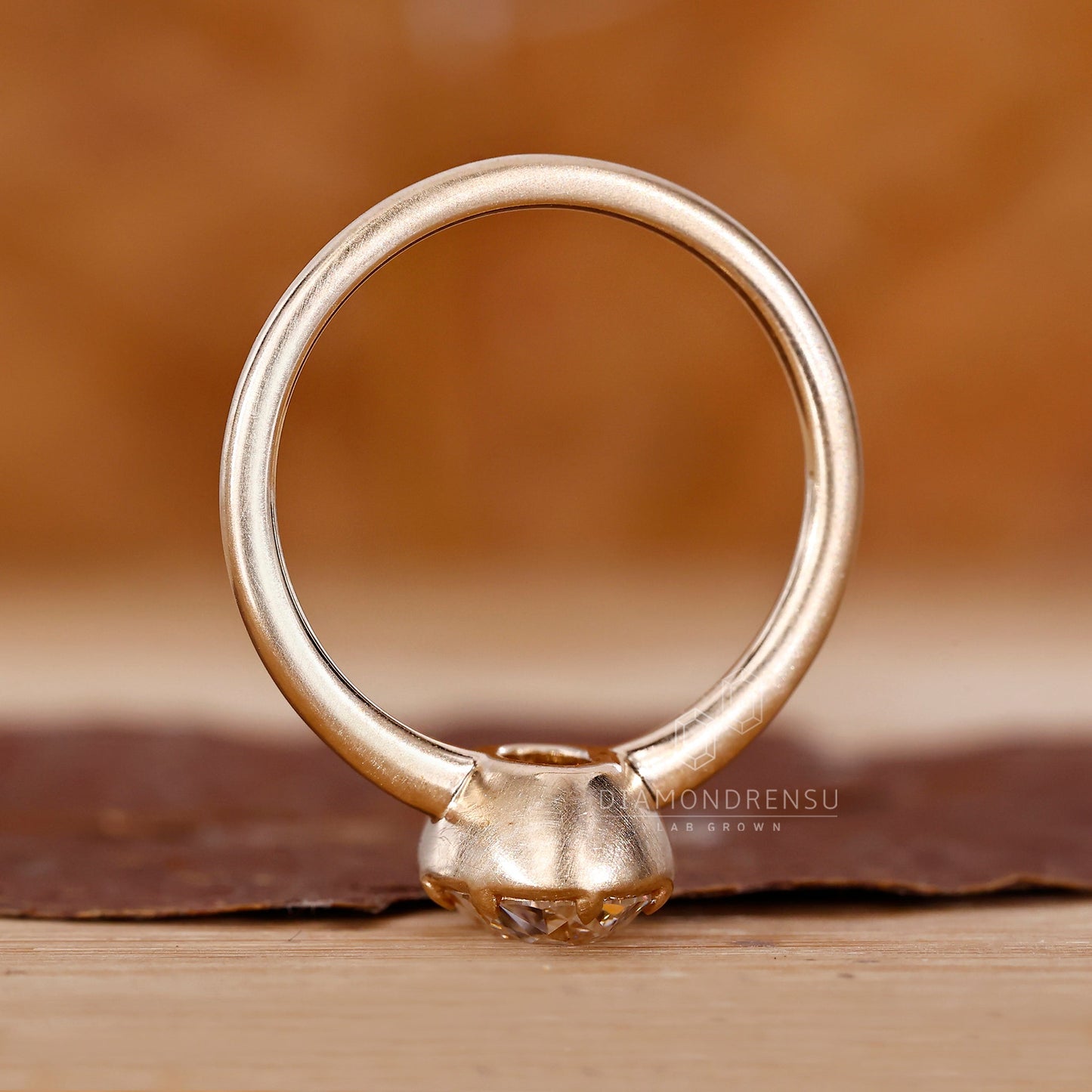Oval Old European Cut Bezel Set Engagement Ring in Matt Finish
