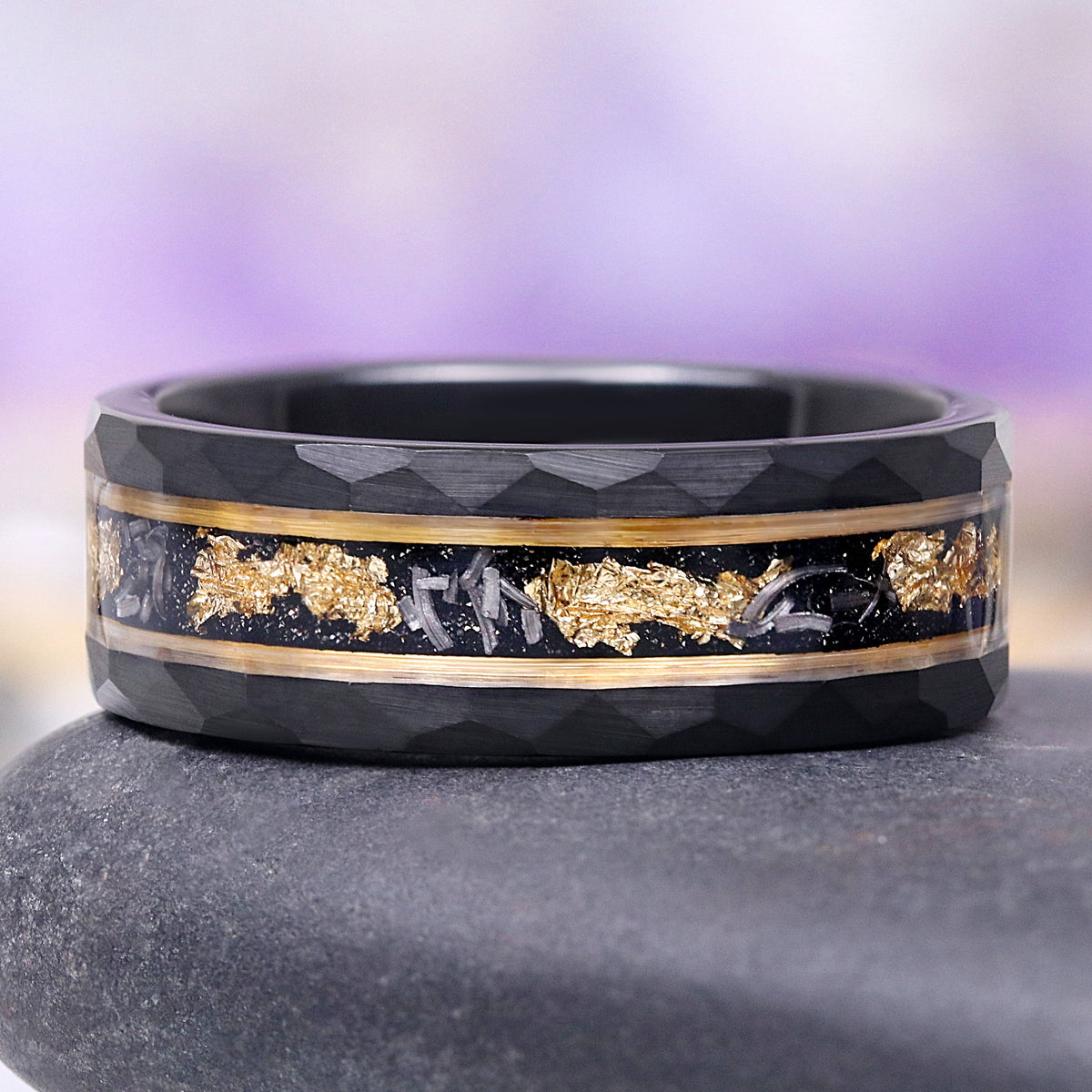 Black Onyx & Meteorite Celtic Couples Ring Set