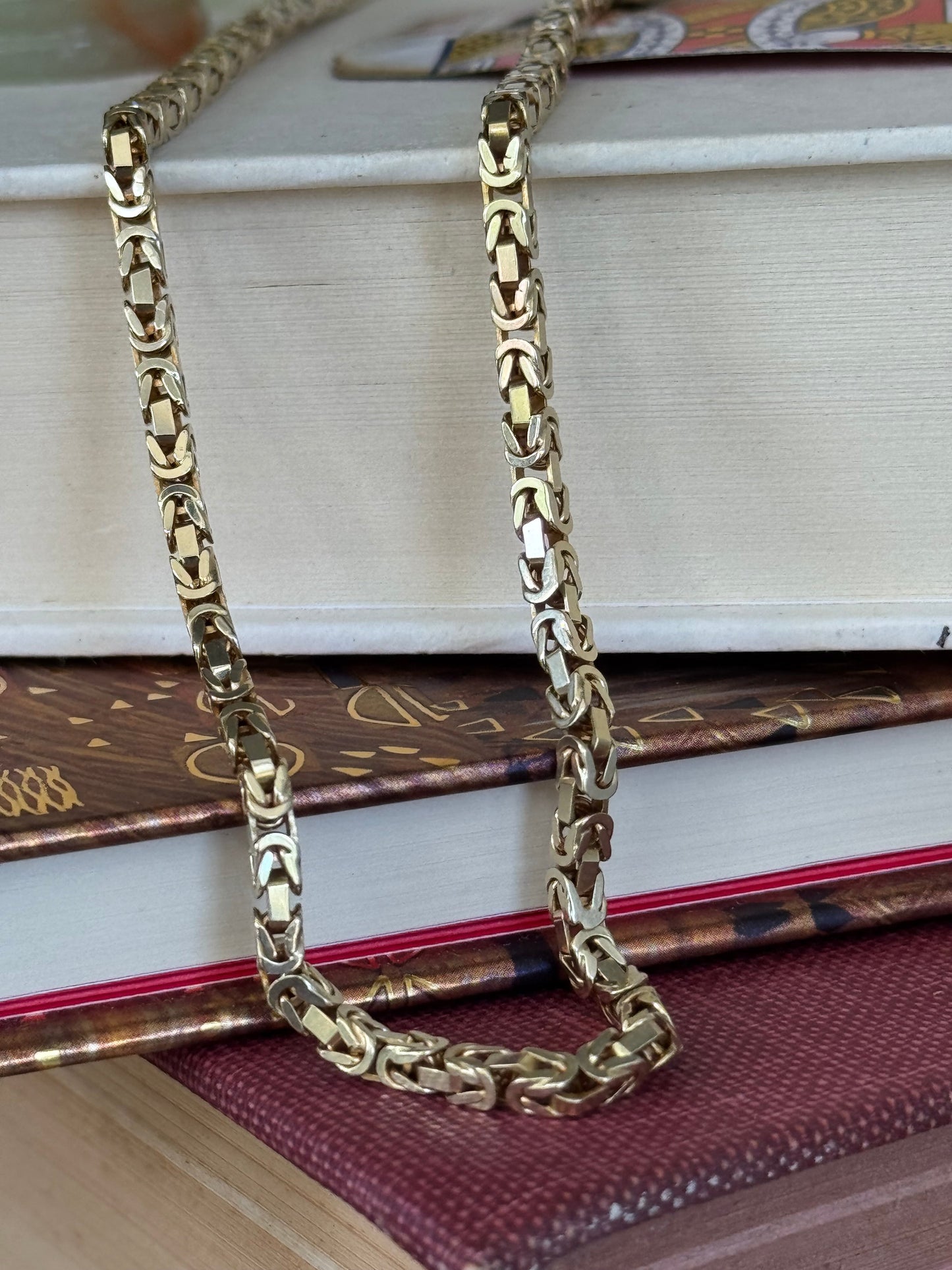 Vintage 14k Yellow Gold Square Byzantine Chain