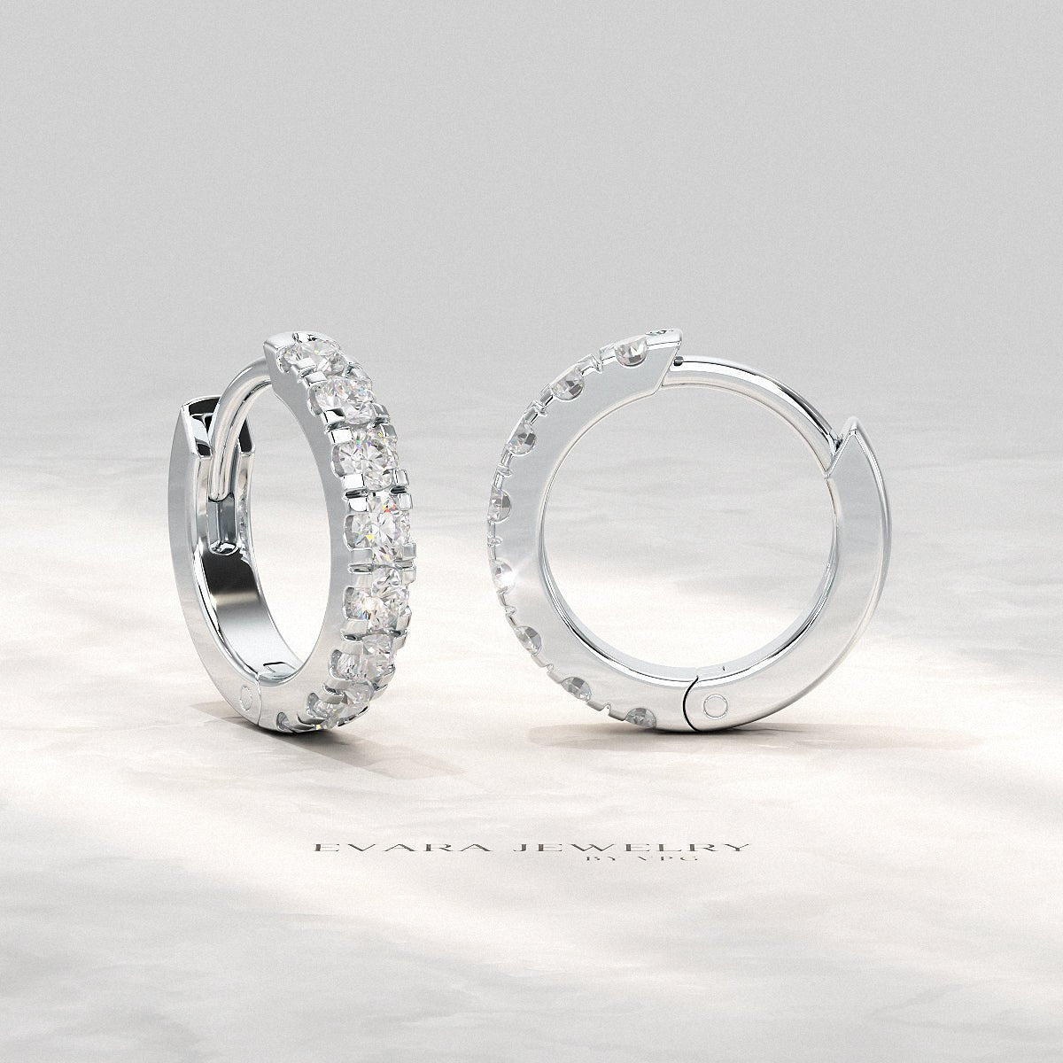 0.66 Carats Diamond Hoop Huggie Earrings