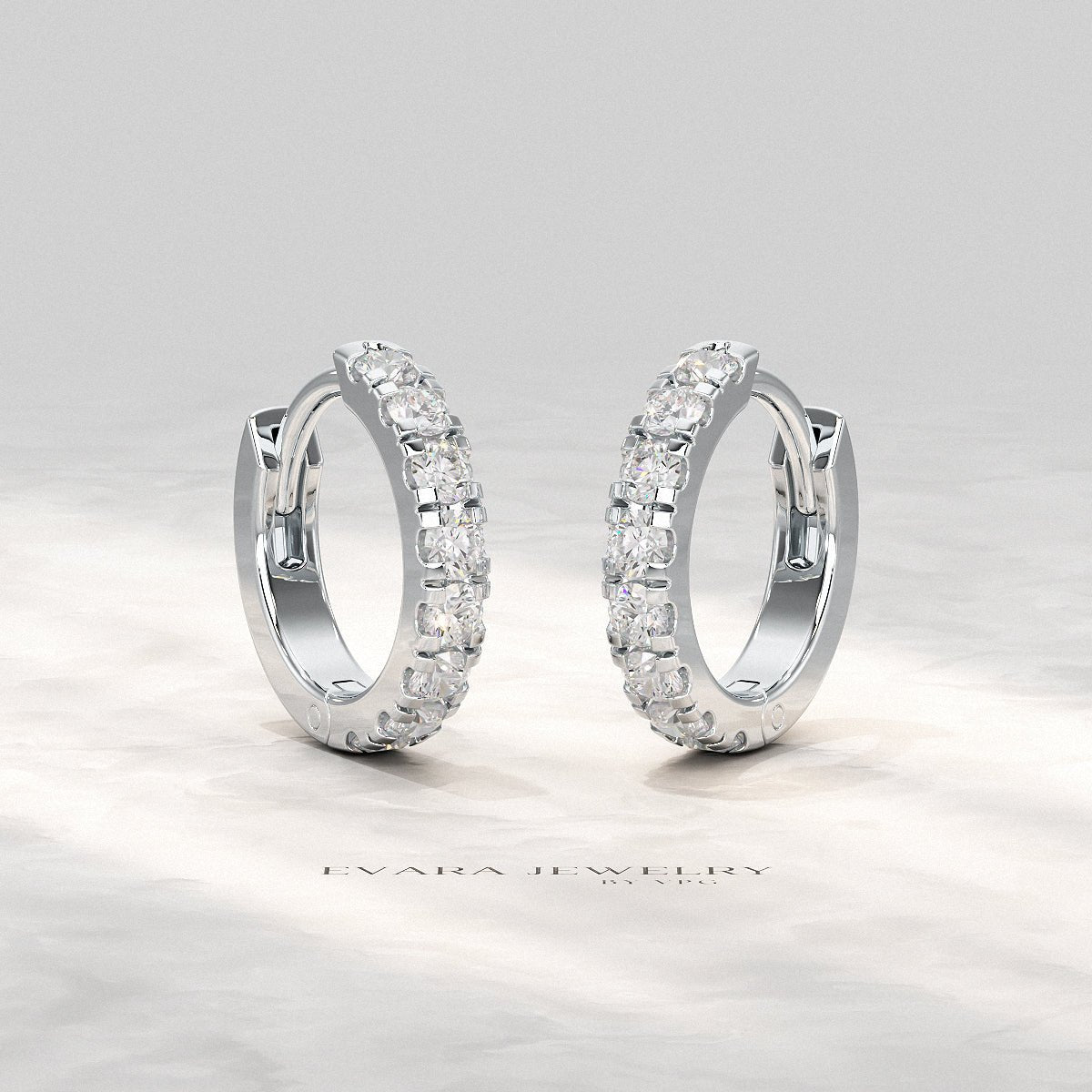 0.66 Carats Diamond Hoop Huggie Earrings