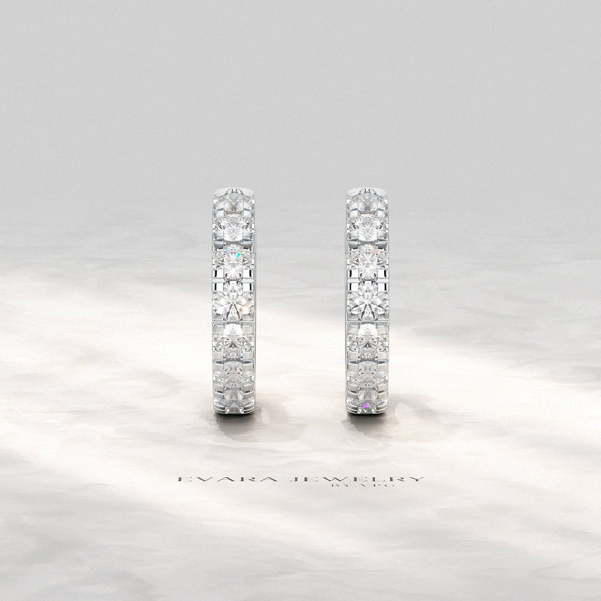 0.66 Carats Diamond Hoop Huggie Earrings