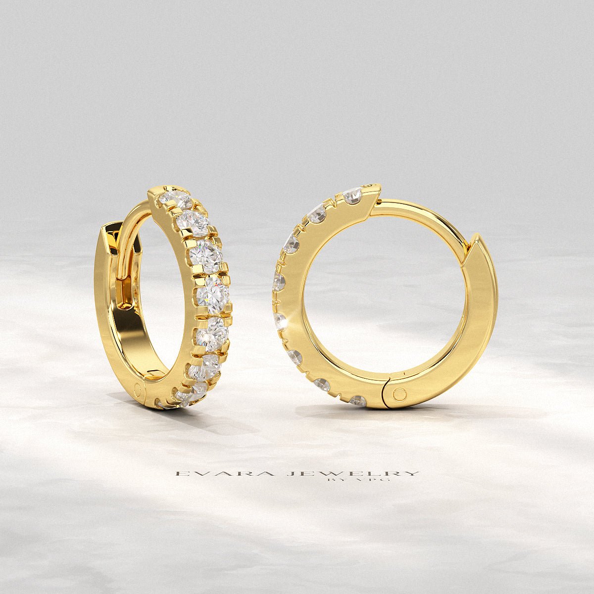 0.66 Carats Diamond Hoop Huggie Earrings
