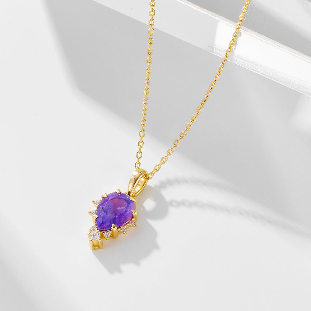 Pear Amethyst Pendant Necklace