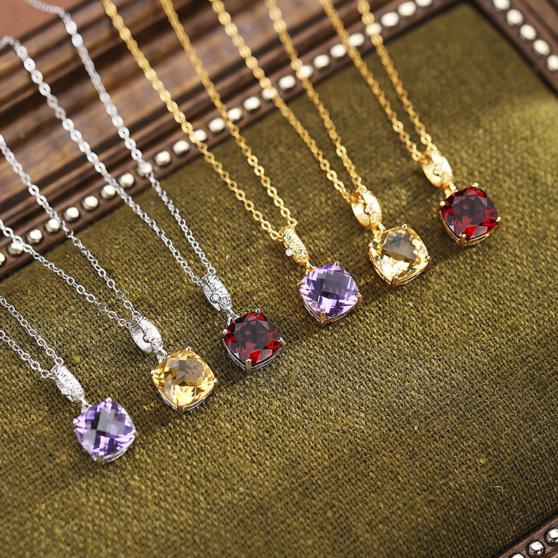 Cushion Cut Amethyst Necklace