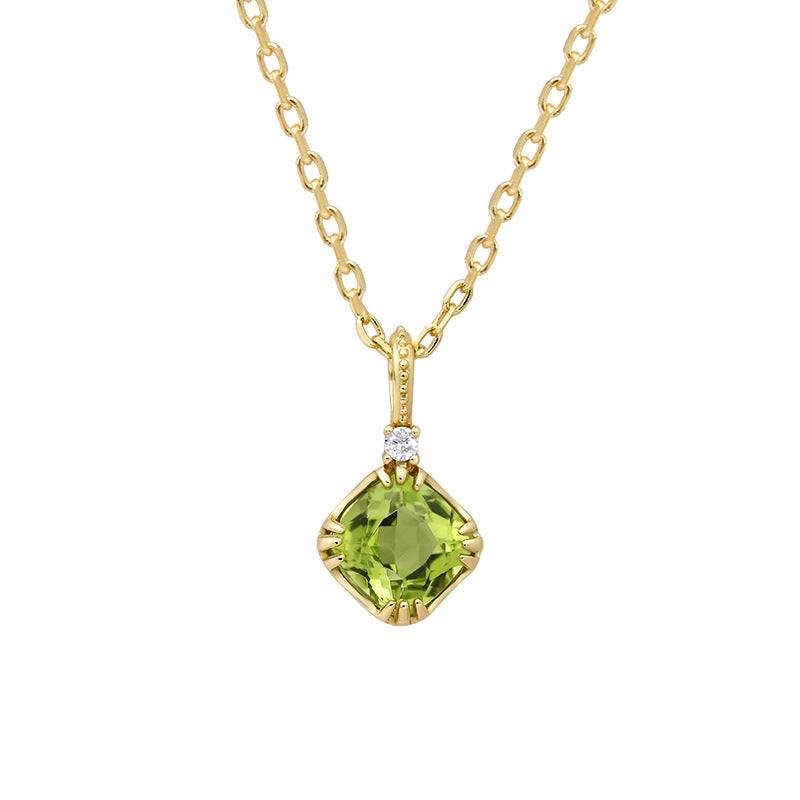 Peridot Cushion Pendant Necklace