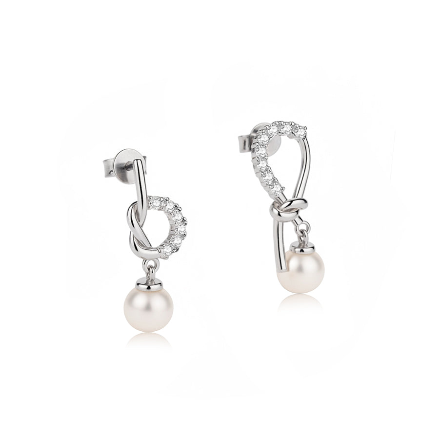Knot Pearl Drop Earrings