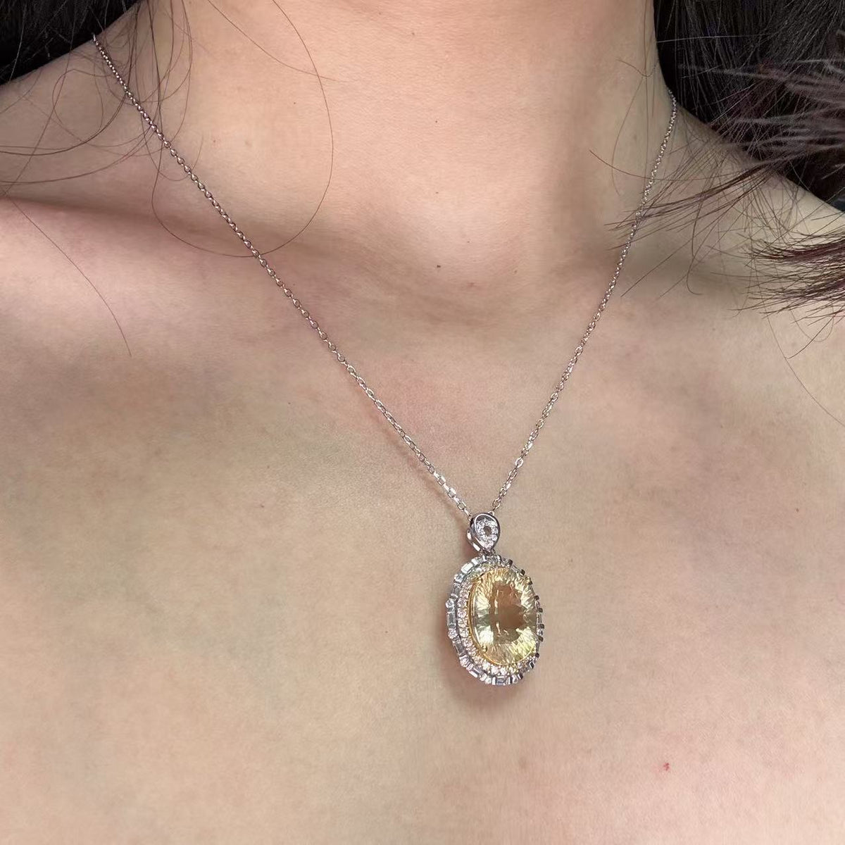 Citrine Halo Necklace