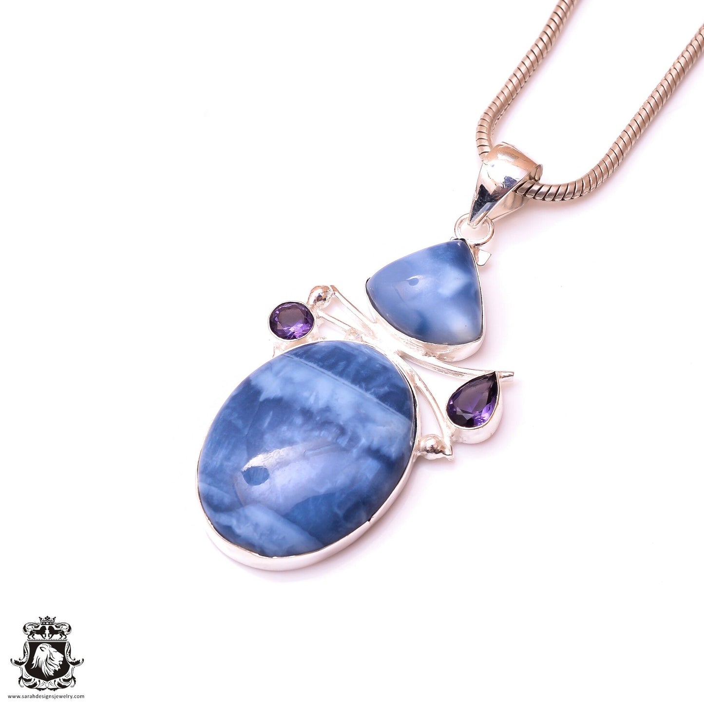 Blue Owyhee Opal Pendant & 3MM Italian Chain P10049