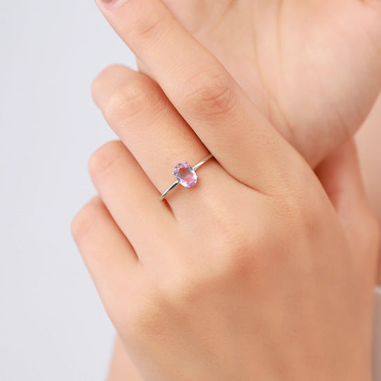Oval Cut Watermelon Tourmaline Ring