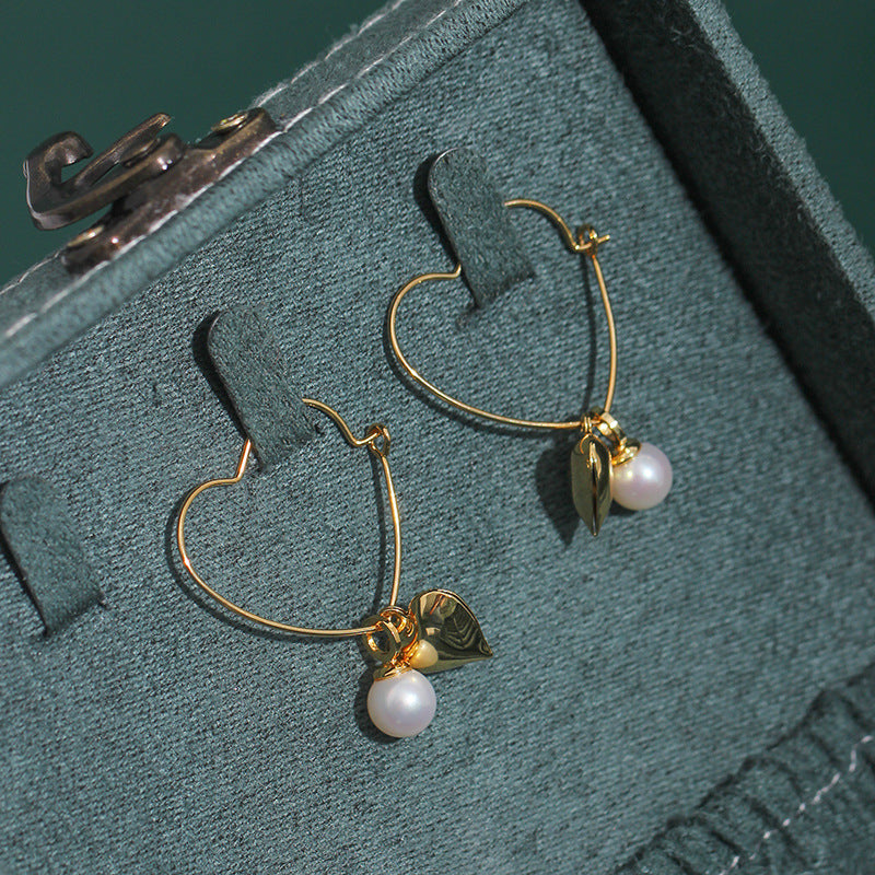 Pearl Heart Earrings