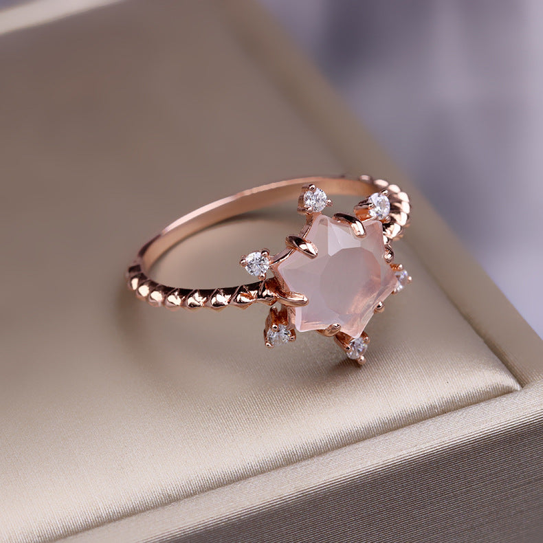 Snowflake Pink Crystal Ring
