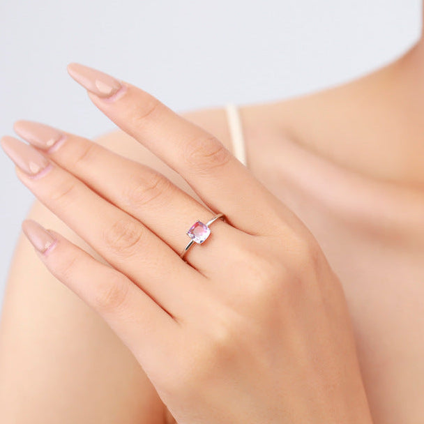Cushion Cut Watermelon Tourmaline Ring