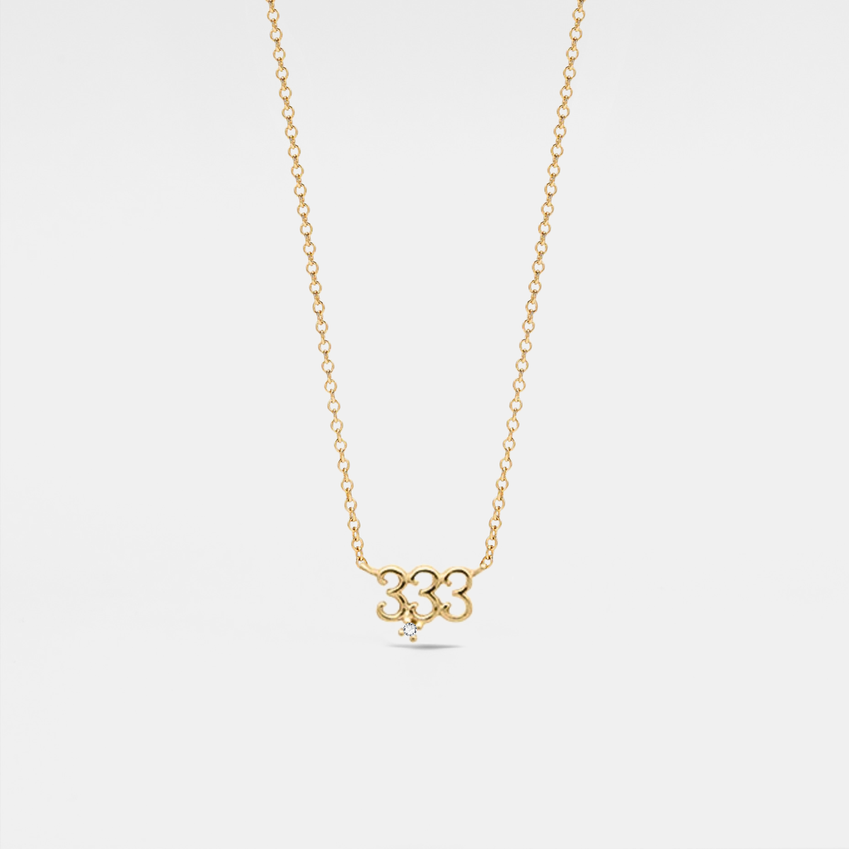 Dainty Angel Number Charm Necklace in 925 Sterling Silver: Yellow Gold / 777